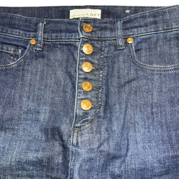 Ann Taylor Button Fly Jeans Kick Crop Dark - Picture 3 of 10